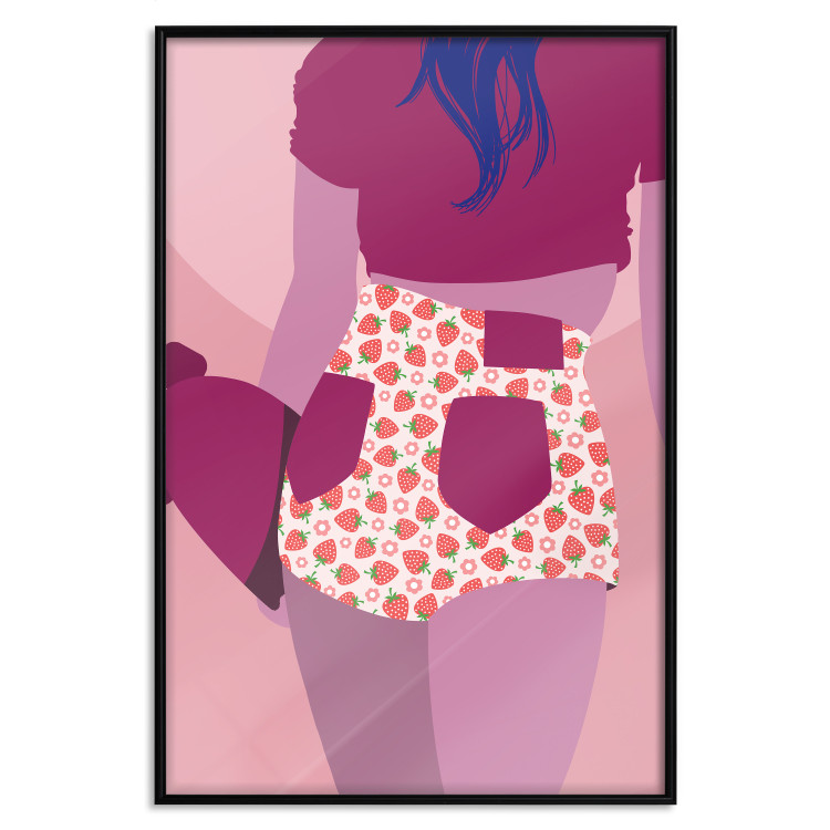 Poster Strawberry Shorts - woman's silhouette with fruits in pastel shade 123350 additionalImage 24