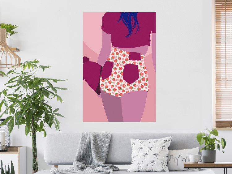 Poster Strawberry Shorts - woman's silhouette with fruits in pastel shade 123350 additionalImage 17