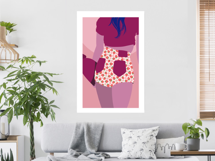 Poster Strawberry Shorts - woman's silhouette with fruits in pastel shade 123350 additionalImage 2