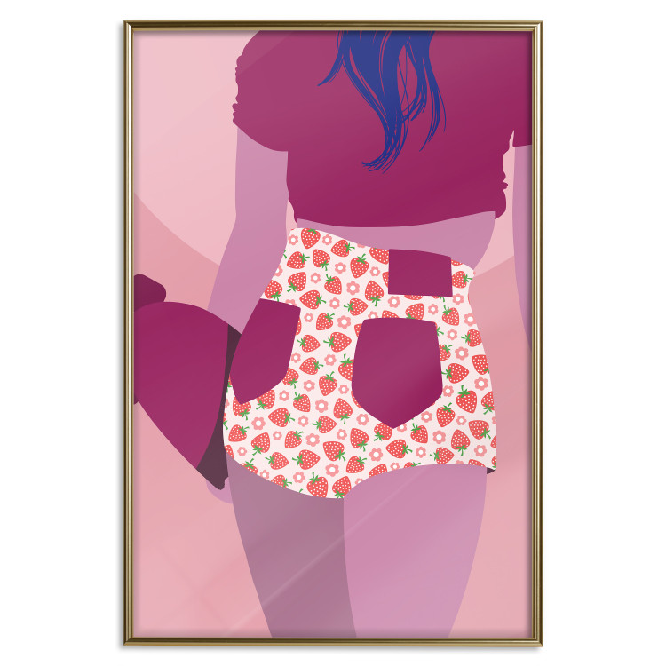 Poster Strawberry Shorts - woman's silhouette with fruits in pastel shade 123350 additionalImage 16