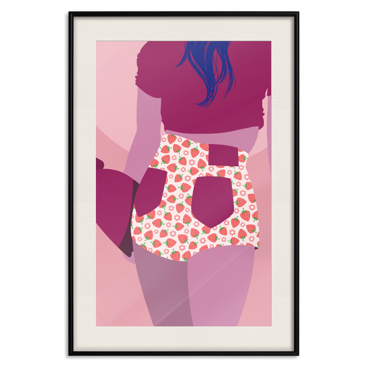 Poster Strawberry Shorts - woman's silhouette with fruits in pastel shade 123350 additionalImage 18