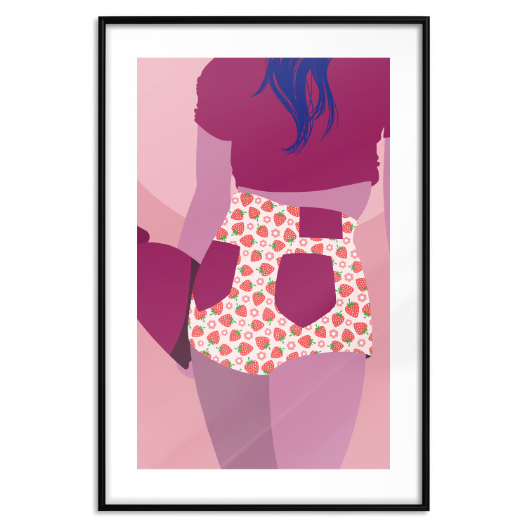 Poster Strawberry Shorts - woman's silhouette with fruits in pastel shade 123350 additionalImage 15