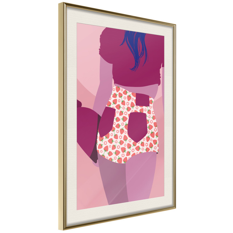 Poster Strawberry Shorts - woman's silhouette with fruits in pastel shade 123350 additionalImage 2