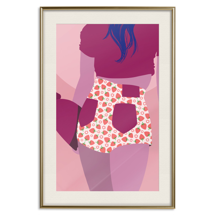 Poster Strawberry Shorts - woman's silhouette with fruits in pastel shade 123350 additionalImage 19