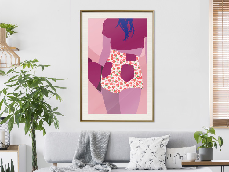 Poster Strawberry Shorts - woman's silhouette with fruits in pastel shade 123350 additionalImage 21