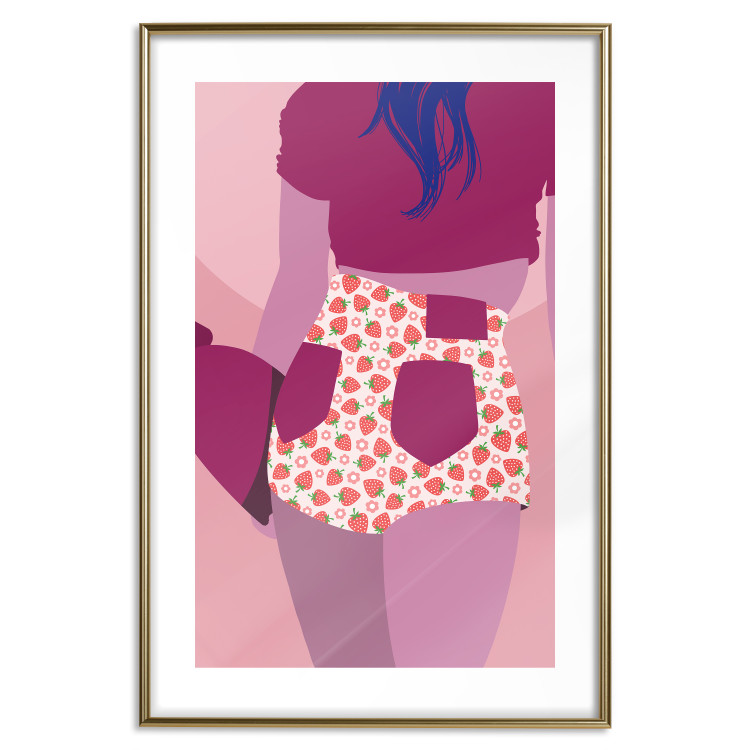 Poster Strawberry Shorts - woman's silhouette with fruits in pastel shade 123350 additionalImage 16