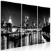 Canvas Triptych London by night - black and white panorama with the Thames 123650 additionalThumb 2