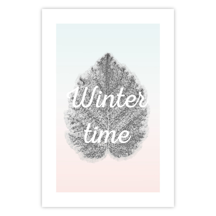 Poster Winter Time - black leaf with English text on pastel background 124950 additionalImage 19