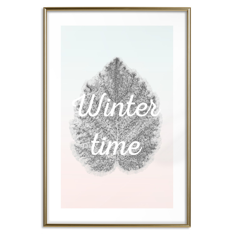Poster Winter Time - black leaf with English text on pastel background 124950 additionalImage 16
