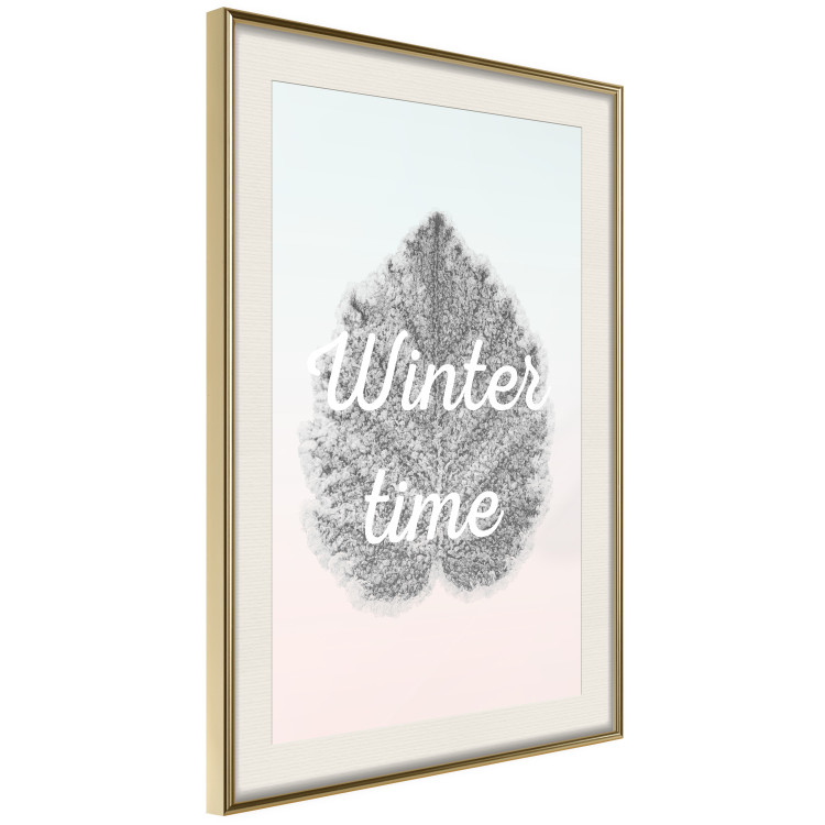 Poster Winter Time - black leaf with English text on pastel background 124950 additionalImage 2