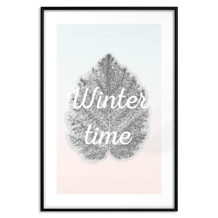 Poster Winter Time - black leaf with English text on pastel background 124950 additionalImage 15