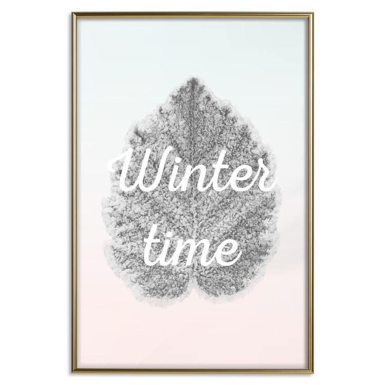 Poster Winter Time - black leaf with English text on pastel background 124950 additionalImage 20