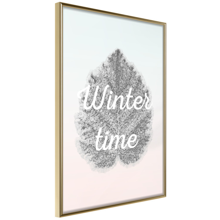 Poster Winter Time - black leaf with English text on pastel background 124950 additionalImage 12
