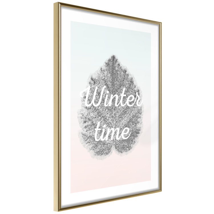 Poster Winter Time - black leaf with English text on pastel background 124950 additionalImage 6