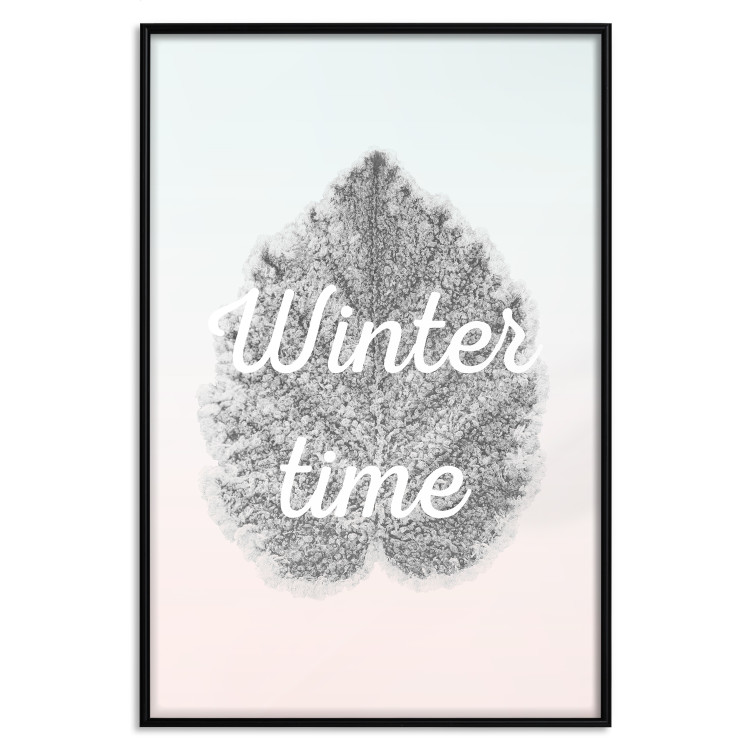Poster Winter Time - black leaf with English text on pastel background 124950 additionalImage 18