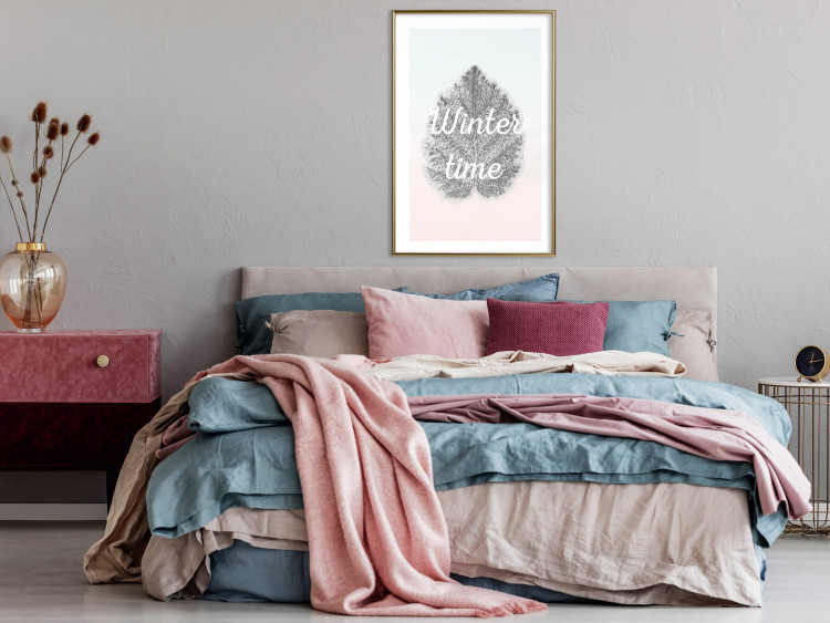 Poster Winter Time - black leaf with English text on pastel background 124950 additionalImage 15