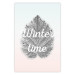Poster Winter Time - black leaf with English text on pastel background 124950