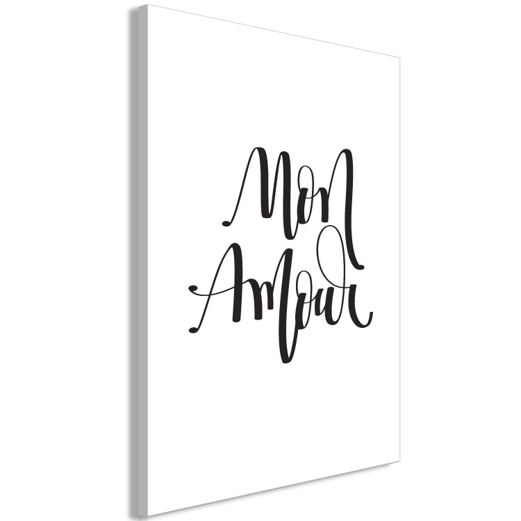 Canvas Art Print Black sign in French Mon amour - composition on a white background 125250 additionalImage 2