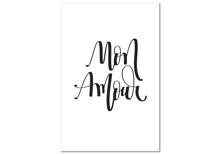 Canvas Art Print Black sign in French Mon amour - composition on a white background 125250