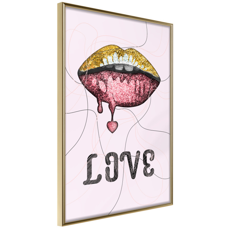 Wall Poster Fluid Lips - glittery lips and English text on a pastel background 125450 additionalImage 14