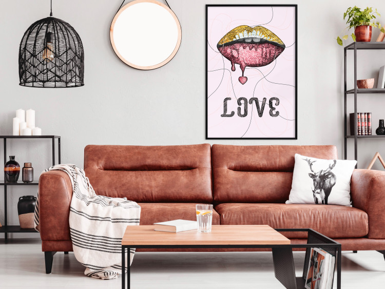 Wall Poster Fluid Lips - glittery lips and English text on a pastel background 125450 additionalImage 3