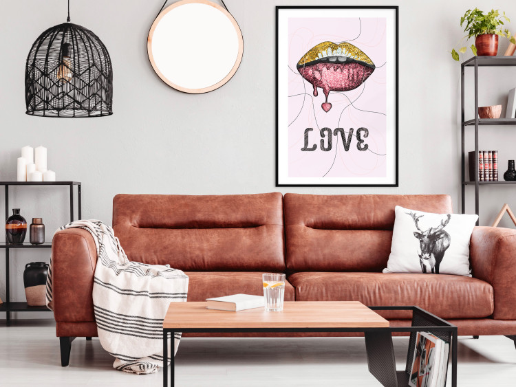 Wall Poster Fluid Lips - glittery lips and English text on a pastel background 125450 additionalImage 4