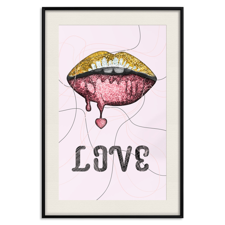 Wall Poster Fluid Lips - glittery lips and English text on a pastel background 125450 additionalImage 18