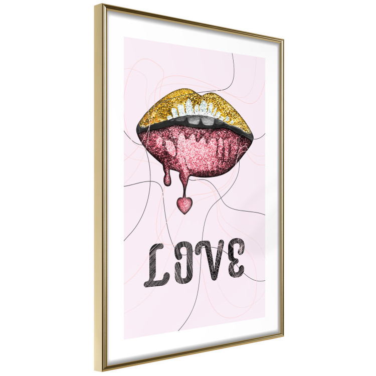 Wall Poster Fluid Lips - glittery lips and English text on a pastel background 125450 additionalImage 8