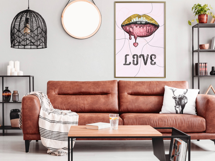Wall Poster Fluid Lips - glittery lips and English text on a pastel background 125450 additionalImage 7