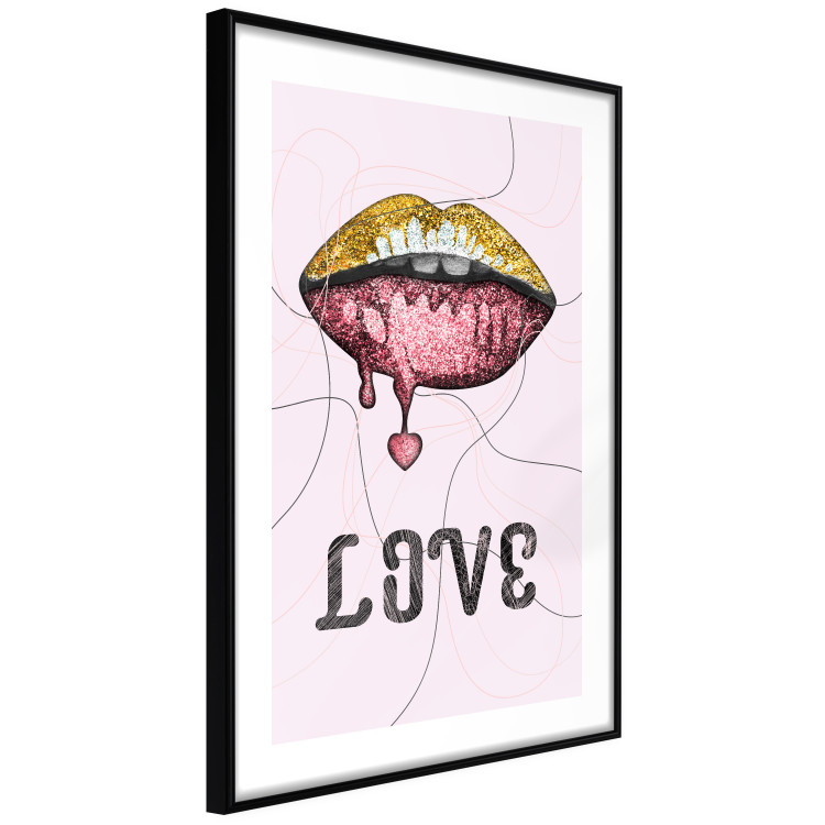 Wall Poster Fluid Lips - glittery lips and English text on a pastel background 125450 additionalImage 11