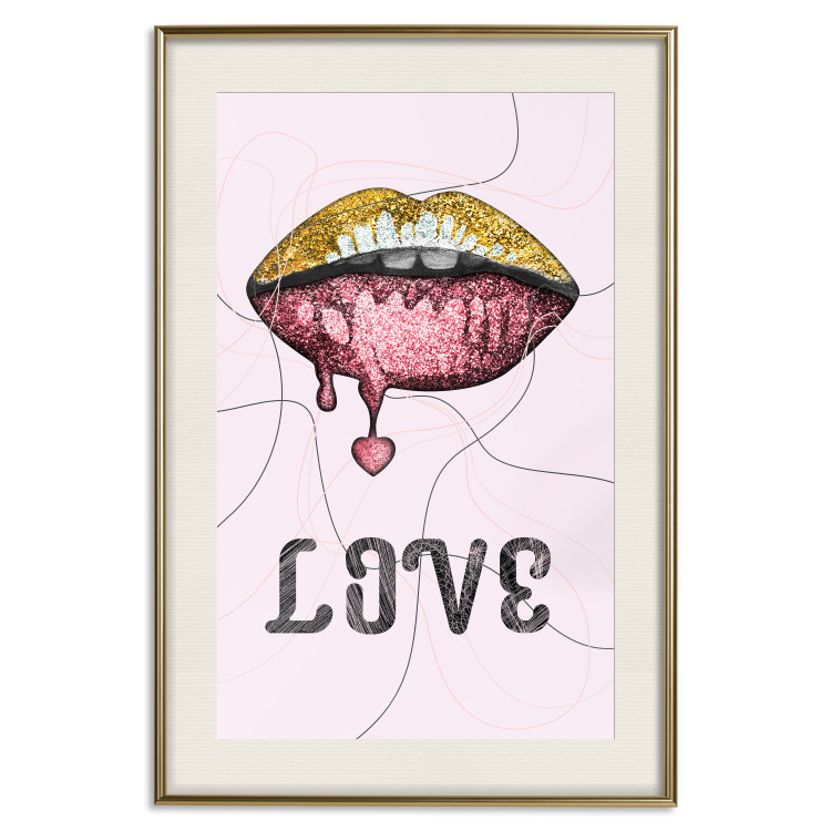 Wall Poster Fluid Lips - glittery lips and English text on a pastel background 125450 additionalImage 19
