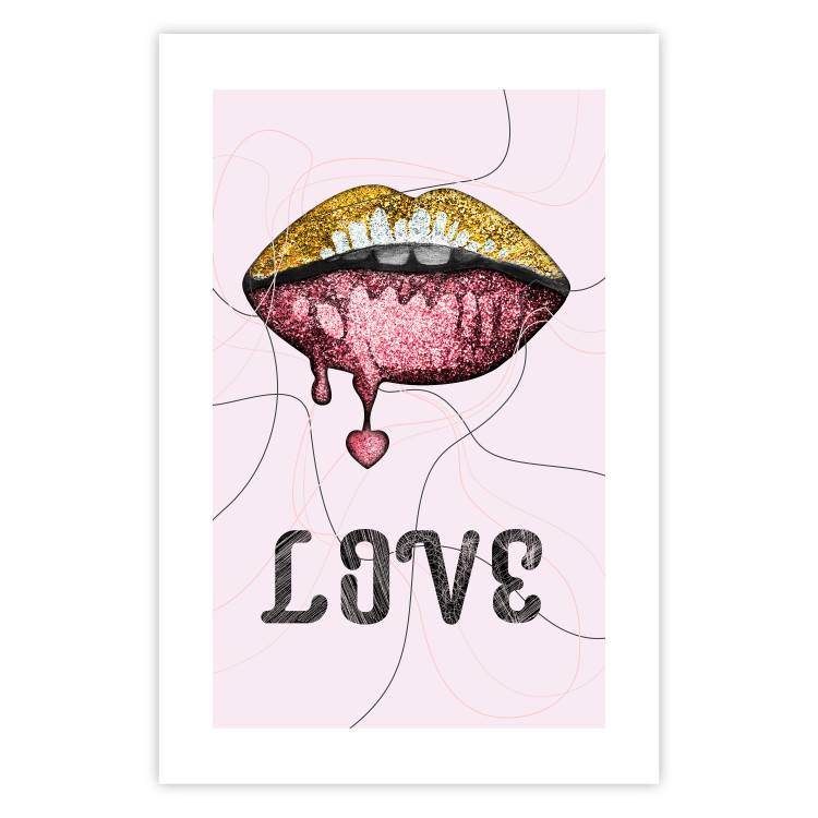 Wall Poster Fluid Lips - glittery lips and English text on a pastel background 125450 additionalImage 25