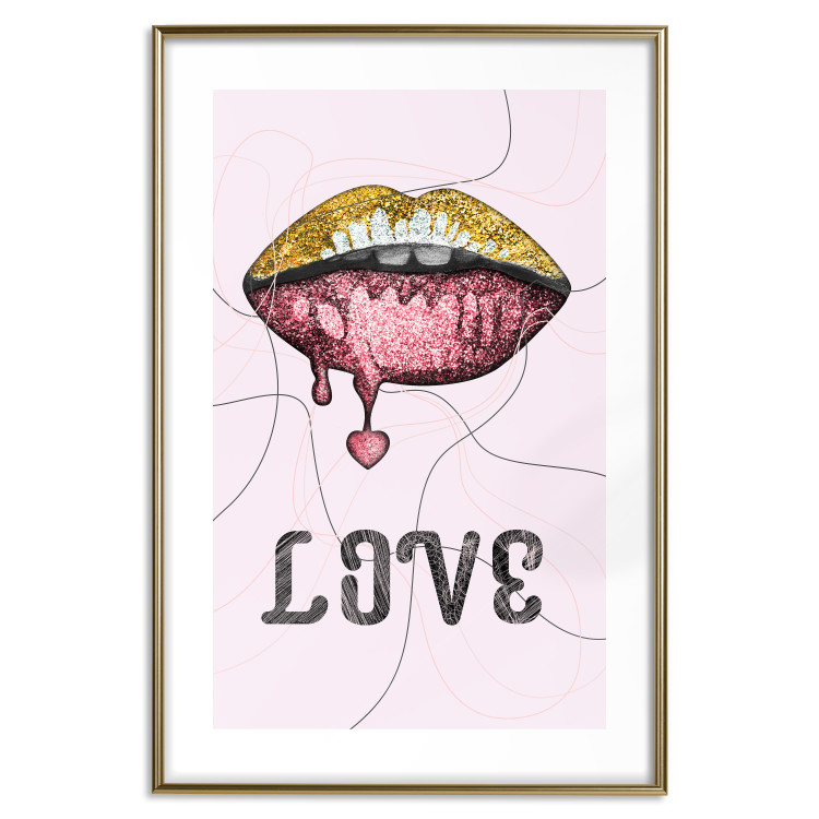 Wall Poster Fluid Lips - glittery lips and English text on a pastel background 125450 additionalImage 16