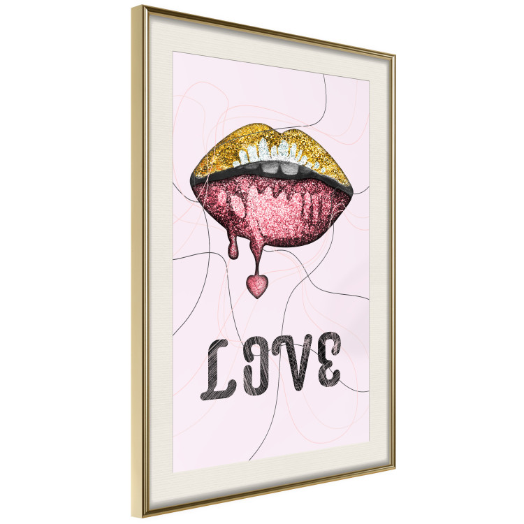 Wall Poster Fluid Lips - glittery lips and English text on a pastel background 125450 additionalImage 2