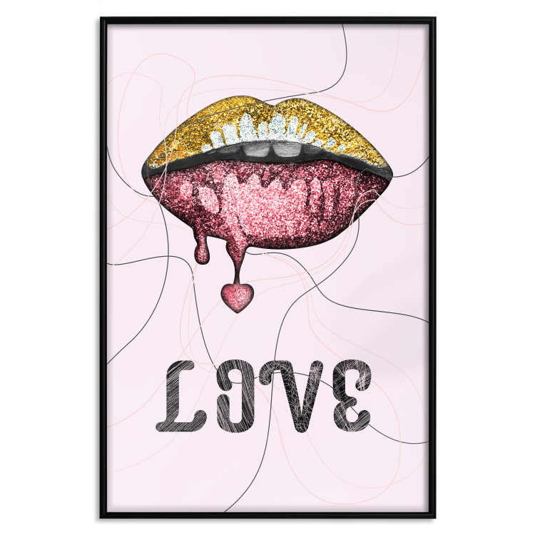 Wall Poster Fluid Lips - glittery lips and English text on a pastel background 125450 additionalImage 24