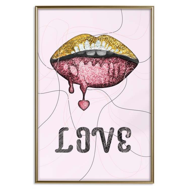 Wall Poster Fluid Lips - glittery lips and English text on a pastel background 125450 additionalImage 20