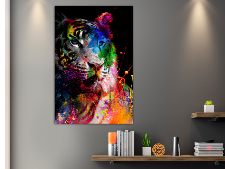 Canvas Print Bengal Tiger (1-part) vertical - abstractly depicted animal 128350 additionalImage 3