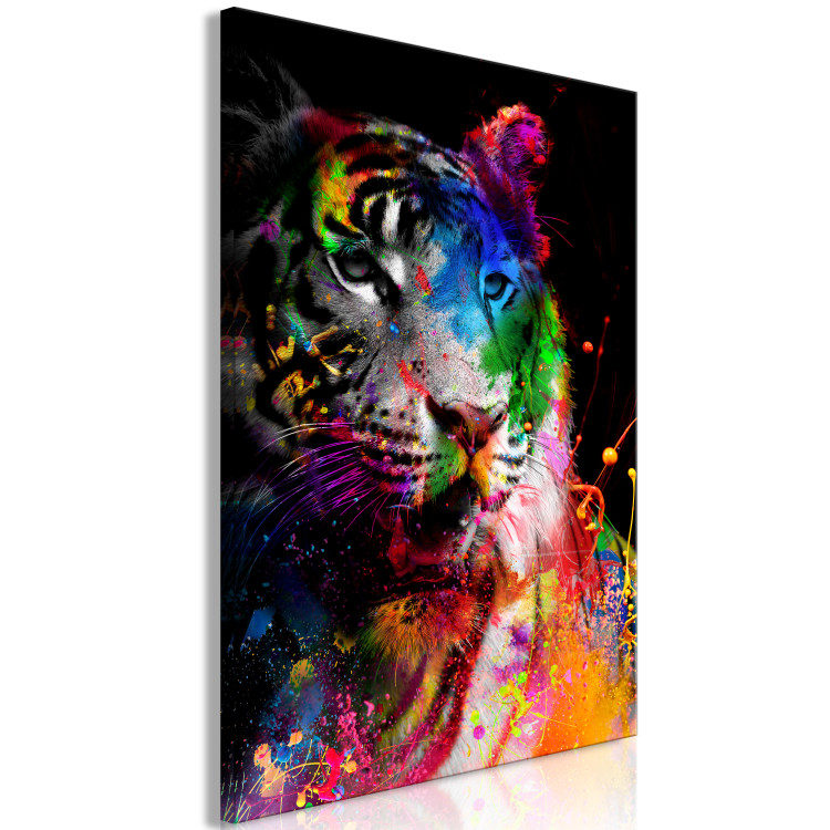 Canvas Print Bengal Tiger (1-part) vertical - abstractly depicted animal 128350 additionalImage 2