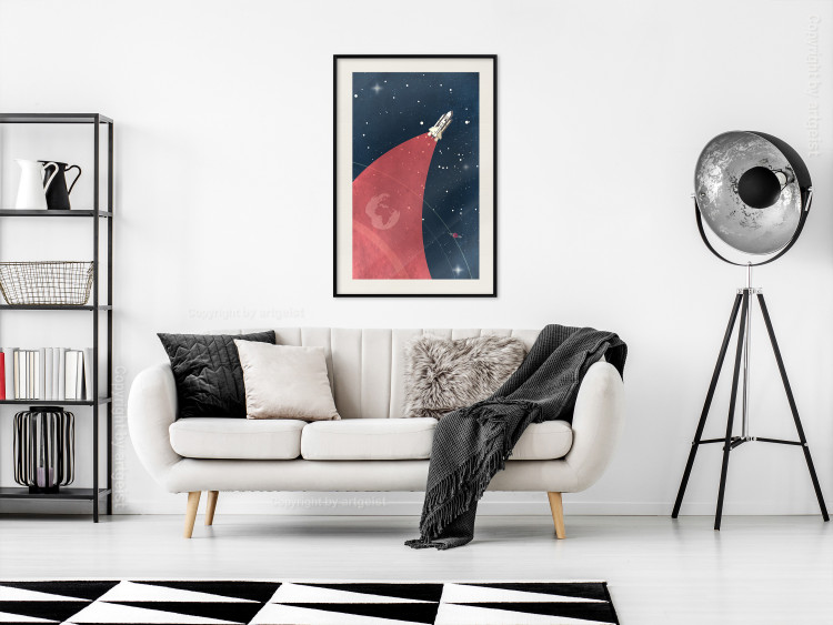 Poster Cosmic Journey - abstraction with a rocket against a starry sky 129150 additionalImage 24