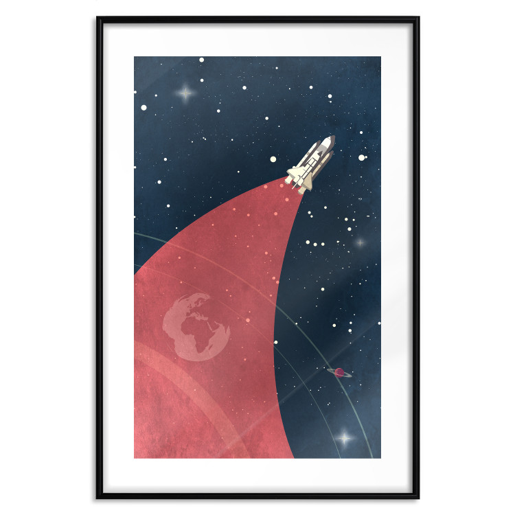 Poster Cosmic Journey - abstraction with a rocket against a starry sky 129150 additionalImage 17