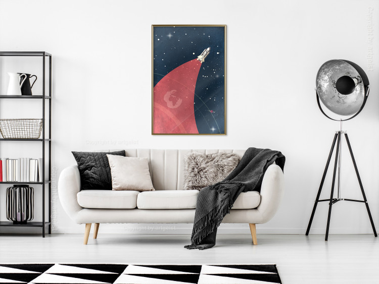 Poster Cosmic Journey - abstraction with a rocket against a starry sky 129150 additionalImage 7