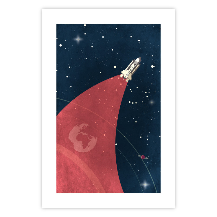 Poster Cosmic Journey - abstraction with a rocket against a starry sky 129150 additionalImage 25