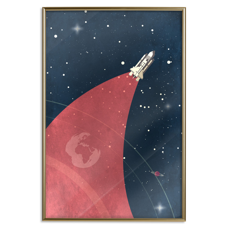 Poster Cosmic Journey - abstraction with a rocket against a starry sky 129150 additionalImage 21