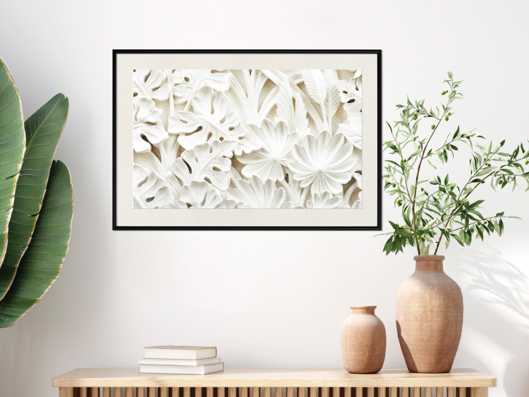 Poster Ceramic Leaves - plant motif in the form of stone ornaments 129850 additionalImage 24