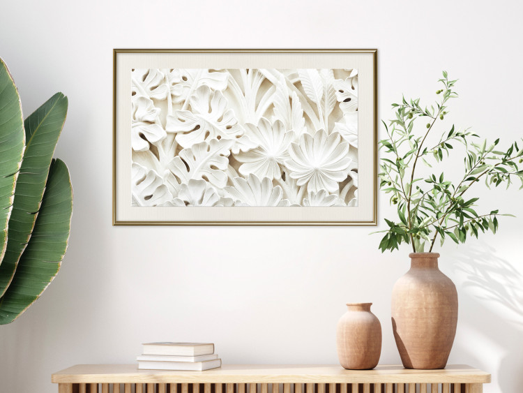 Poster Ceramic Leaves - plant motif in the form of stone ornaments 129850 additionalImage 22