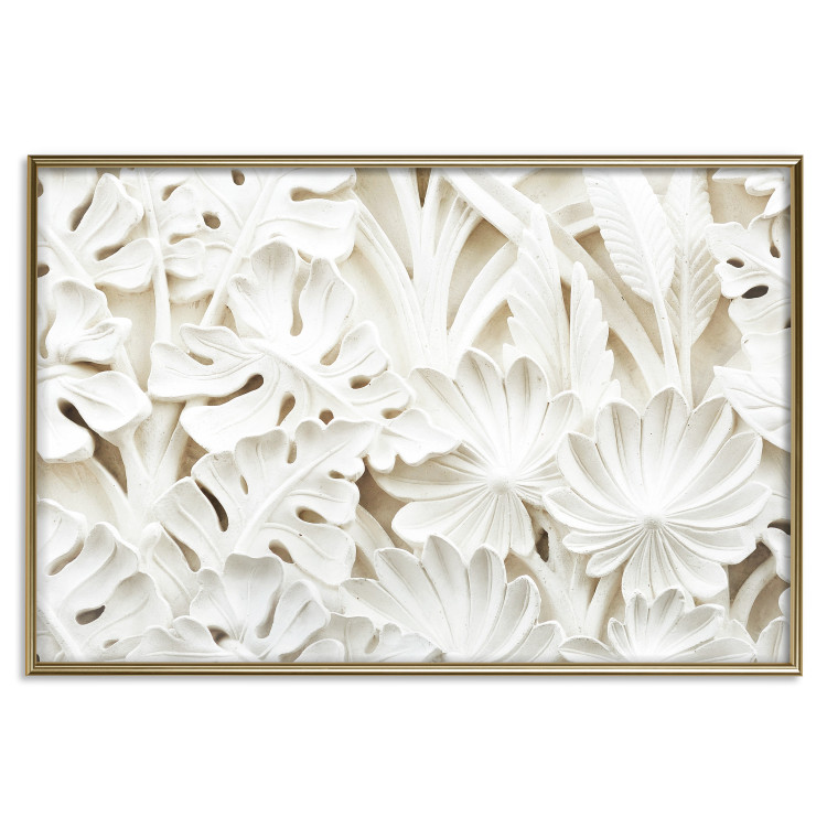Poster Ceramic Leaves - plant motif in the form of stone ornaments 129850 additionalImage 21