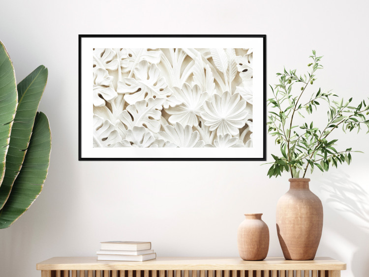 Poster Ceramic Leaves - plant motif in the form of stone ornaments 129850 additionalImage 18