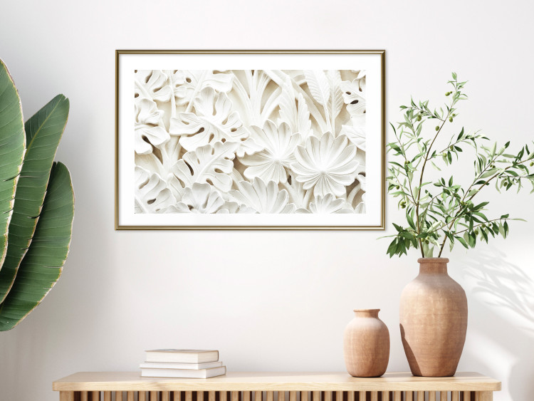 Poster Ceramic Leaves - plant motif in the form of stone ornaments 129850 additionalImage 13