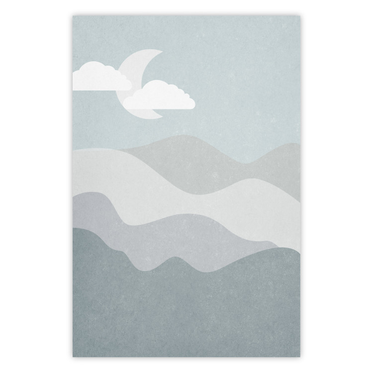 Wall Poster Mysterious Night - mountain landscape with sky, clouds, and moon 130550