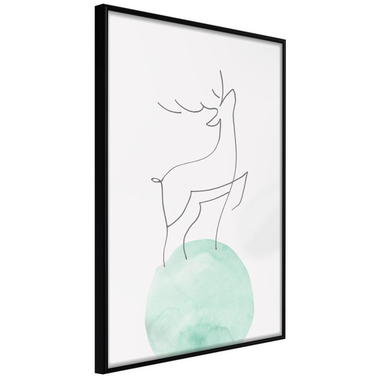 Wall Poster Courage - abstract line art of a deer standing on a turquoise moon 131850 additionalImage 13